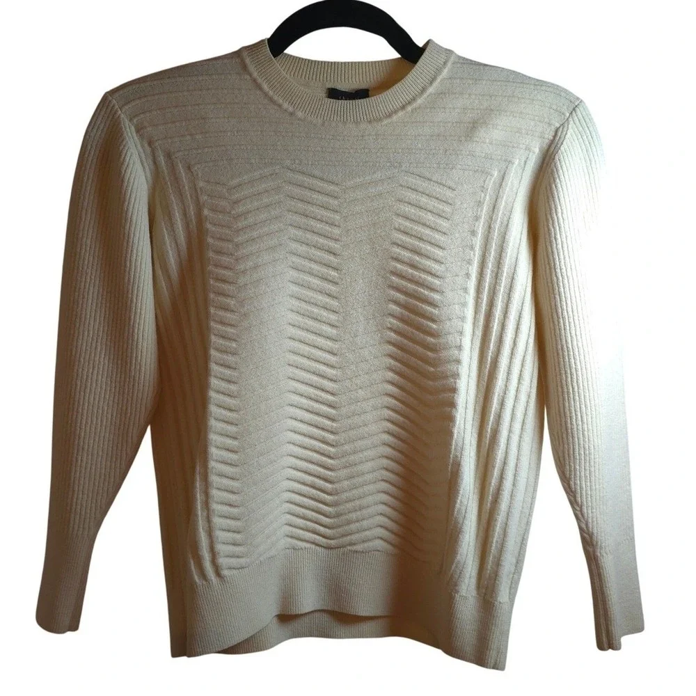 Theory Hannalor Wool Rib Sweater Petite P Cream Quiet Luxury Minimalist‎